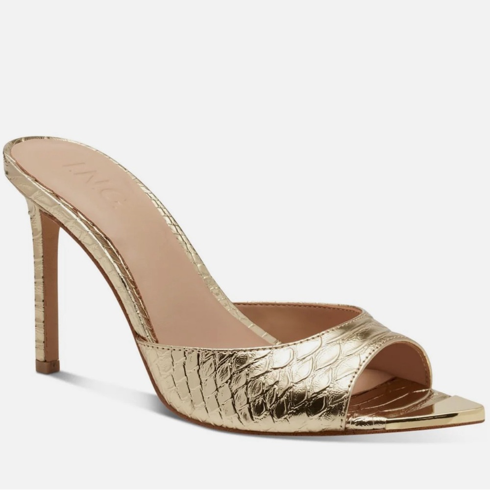 INC Amra Womens Faux Leather Slide Heels